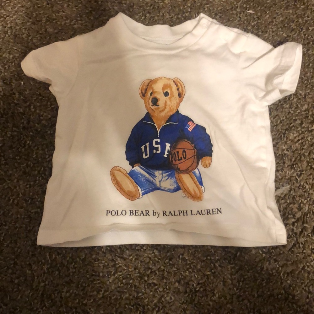White polo shirt w/bear